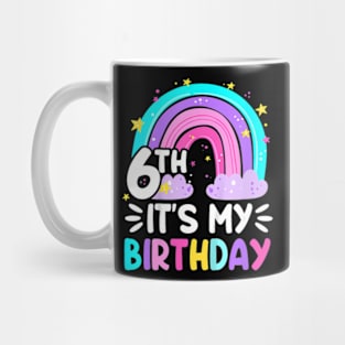 Kids 6 Six Year Old 6Th Birthday Kid Rainbow Party Family Mug